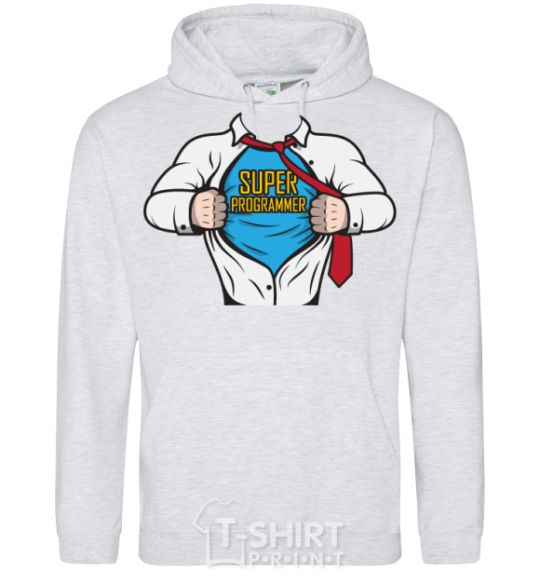 Men`s hoodie Super programmer sport-grey фото