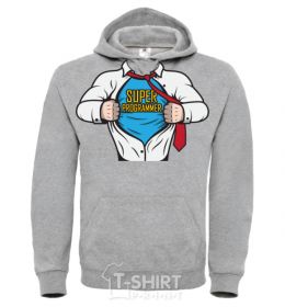 Men`s hoodie Super programmer sport-grey фото