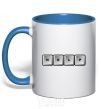 Mug with a colored handle Help bottons royal-blue фото