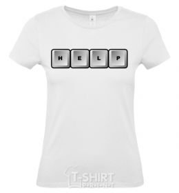 Women's T-shirt Help bottons White фото