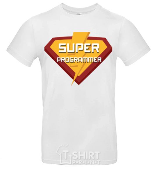 Men's T-Shirt Super programmer logo White фото