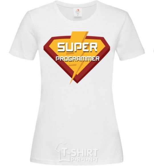 Women's T-shirt Super programmer logo White фото