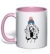 Mug with a colored handle Girl photo light-pink фото