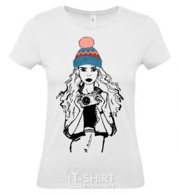 Women's T-shirt Girl photo White фото