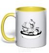 Mug with a colored handle Cook chef yellow фото