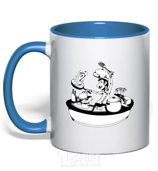 Mug with a colored handle Cook chef royal-blue фото