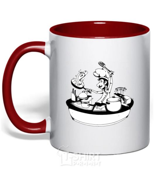 Mug with a colored handle Cook chef red фото