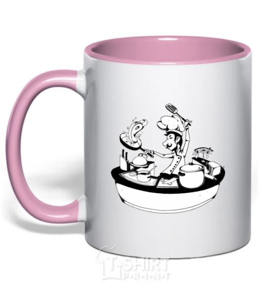 Mug with a colored handle Cook chef light-pink фото