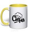 Mug with a colored handle Chef hat yellow фото