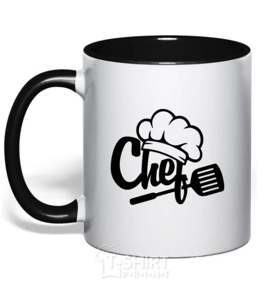 Mug with a colored handle Chef hat black фото