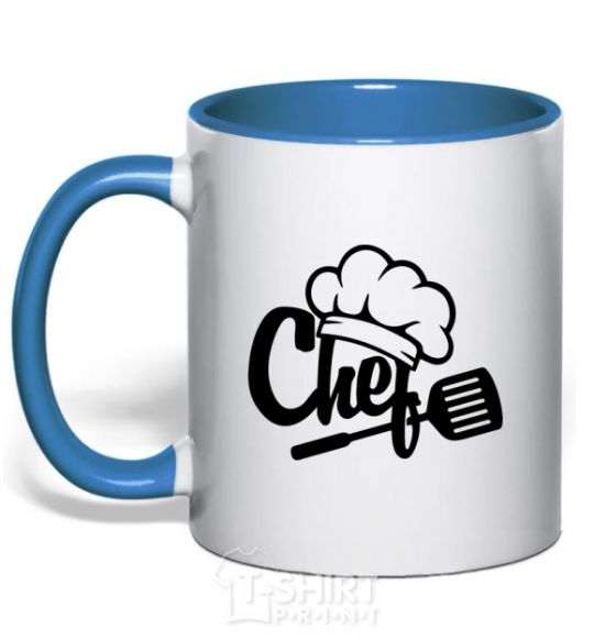 Mug with a colored handle Chef hat royal-blue фото