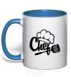 Mug with a colored handle Chef hat royal-blue фото