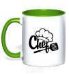 Mug with a colored handle Chef hat kelly-green фото