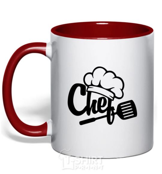 Mug with a colored handle Chef hat red фото