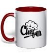 Mug with a colored handle Chef hat red фото