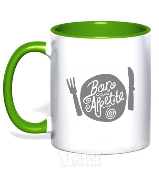 Mug with a colored handle Bon appetite kelly-green фото