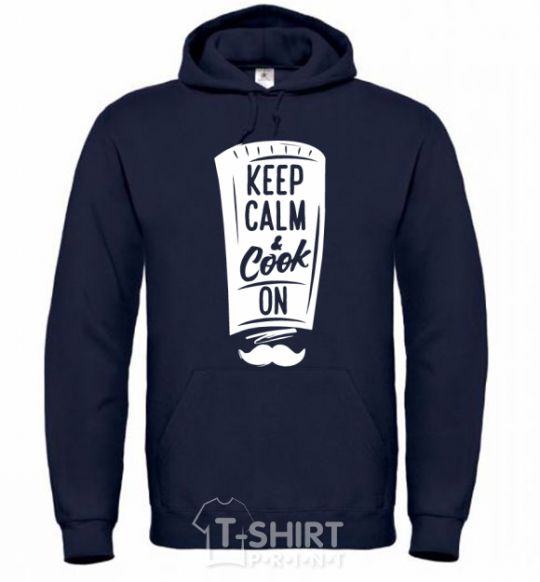 Men`s hoodie Keep calm and cook on navy-blue фото