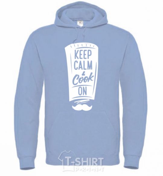 Men`s hoodie Keep calm and cook on sky-blue фото