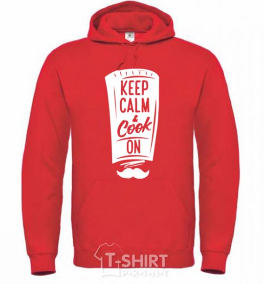 Men`s hoodie Keep calm and cook on bright-red фото