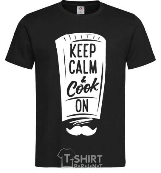 Мужская футболка Keep calm and cook on Черный фото