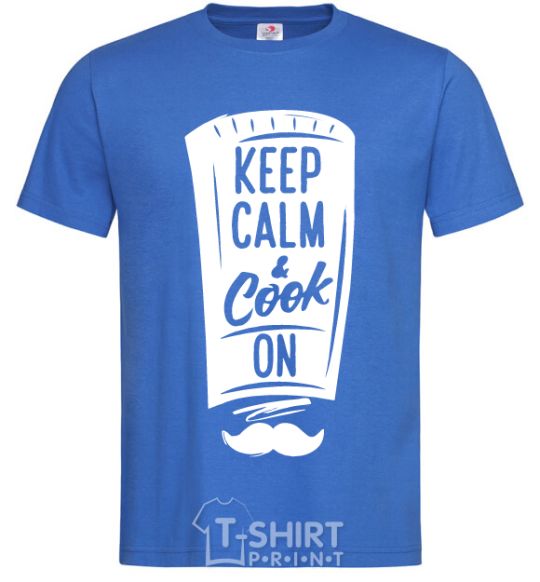 Мужская футболка Keep calm and cook on Ярко-синий фото