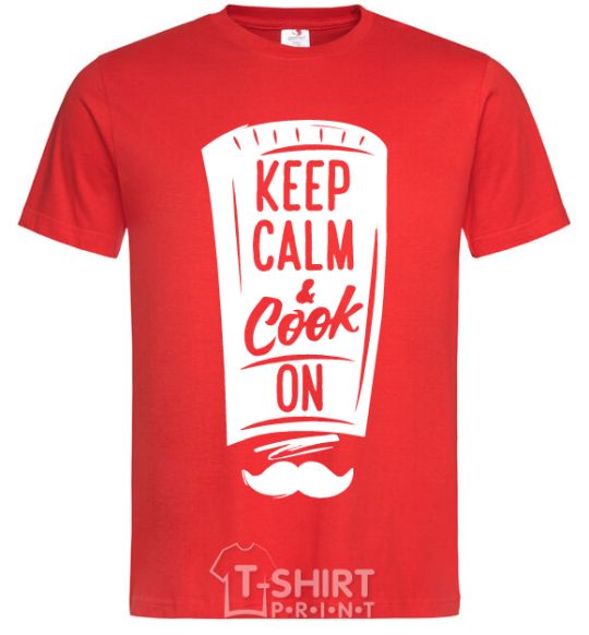 Мужская футболка Keep calm and cook on Красный фото