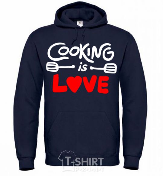 Men`s hoodie Cooking is love navy-blue фото