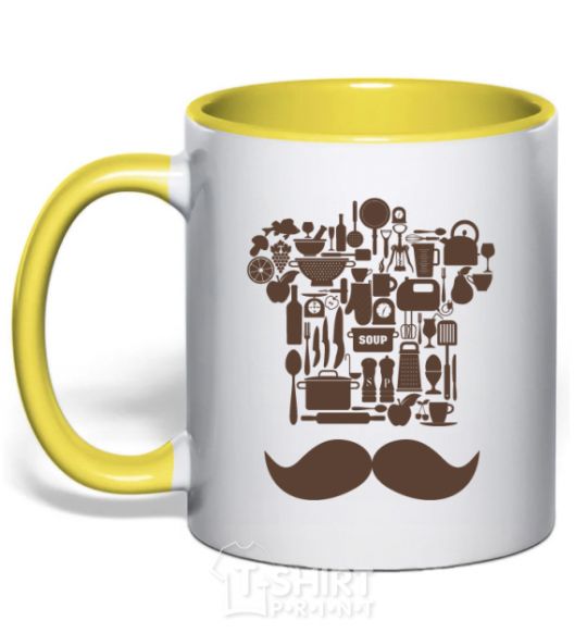 Mug with a colored handle All about the chefs yellow фото