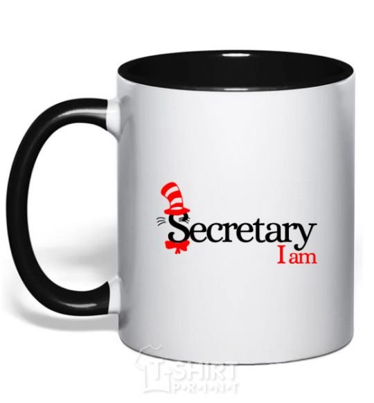 Mug with a colored handle Secretary i am black фото