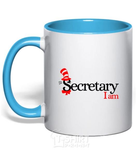 Чашка с цветной ручкой Secretary i am Голубой фото