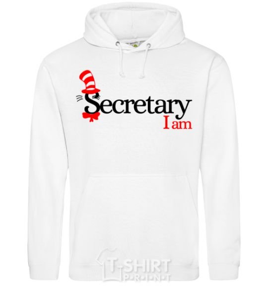 Мужская толстовка (худи) Secretary i am Белый фото