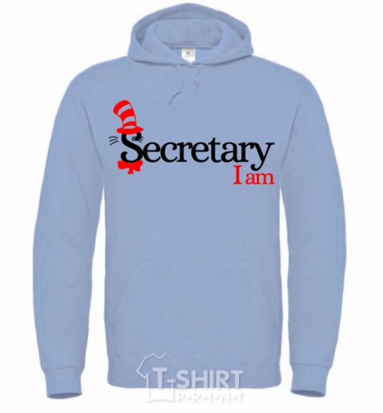 Men`s hoodie Secretary i am sky-blue фото