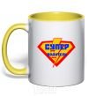 Mug with a colored handle Super Driver logo yellow фото