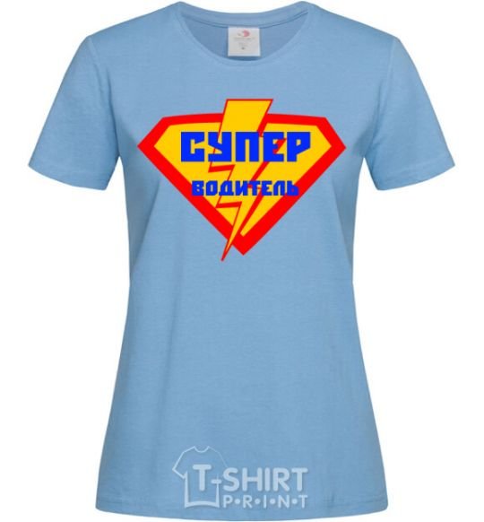 Women's T-shirt Super Driver logo sky-blue фото