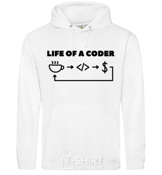 Men`s hoodie Life of a coder White фото