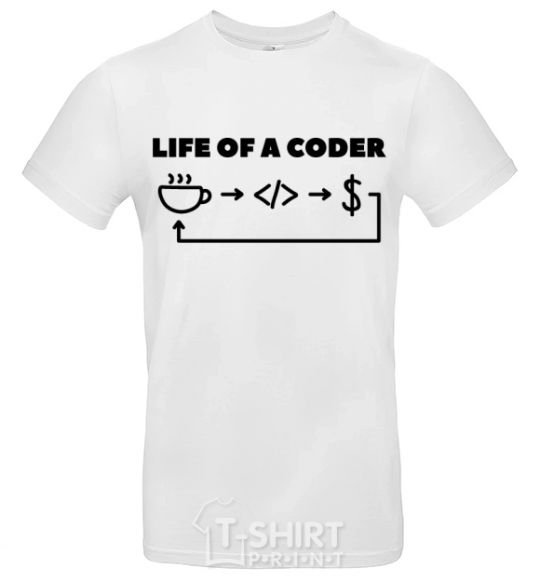 Мужская футболка Life of a coder Белый фото