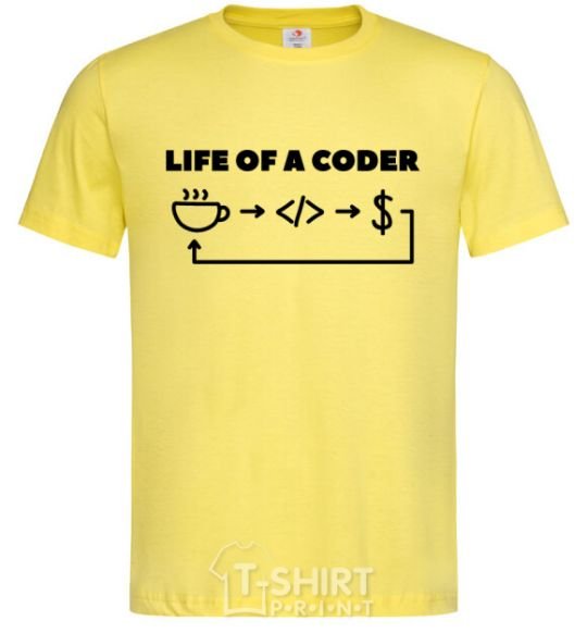 Men's T-Shirt Life of a coder cornsilk фото
