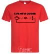 Men's T-Shirt Life of a coder red фото