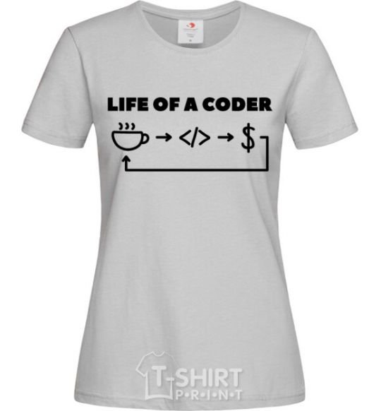 Женская футболка Life of a coder Серый фото