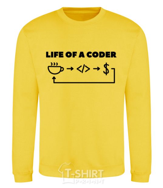 Свитшот Life of a coder Солнечно желтый фото