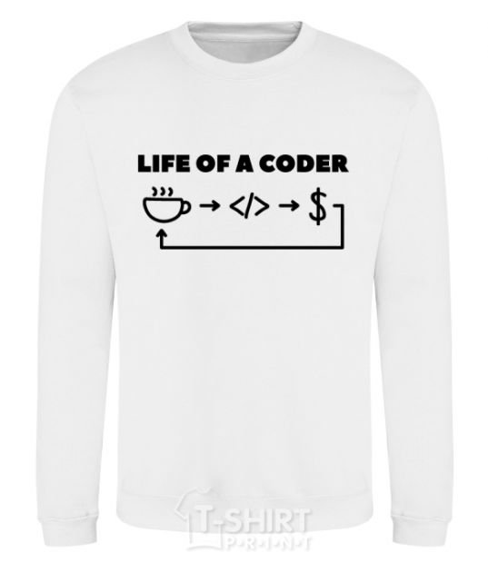Свитшот Life of a coder Белый фото