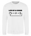 Свитшот Life of a coder Белый фото