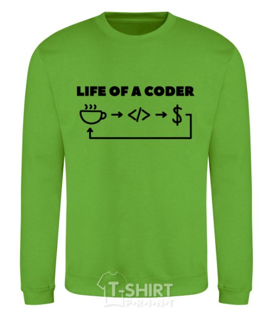 Свитшот Life of a coder Лаймовый фото