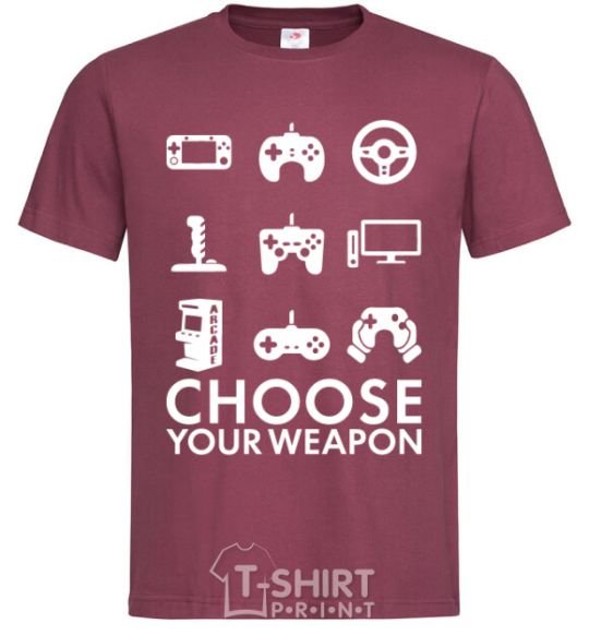Men's T-Shirt Choose your weapon burgundy фото