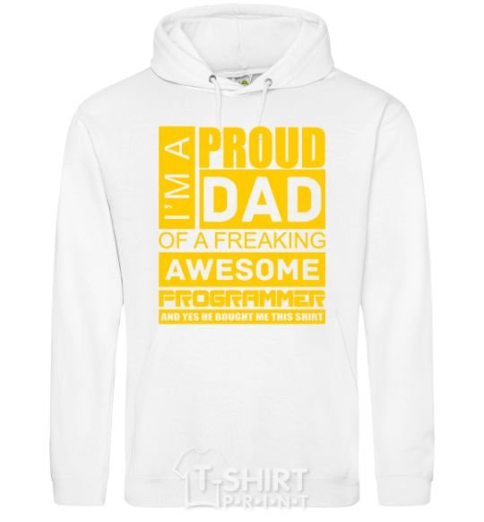 Мужская толстовка (худи) Proud father of an awesome programmer Белый фото