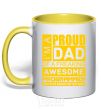 Mug with a colored handle Proud father of an awesome programmer yellow фото