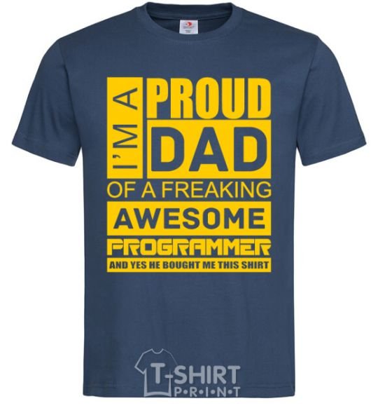 Мужская футболка Proud father of an awesome programmer Темно-синий фото