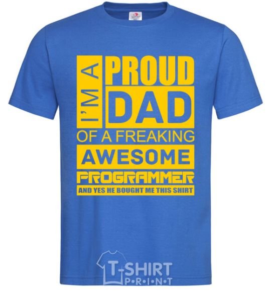Мужская футболка Proud father of an awesome programmer Ярко-синий фото