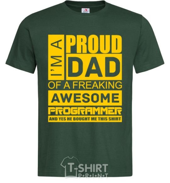 Мужская футболка Proud father of an awesome programmer Темно-зеленый фото