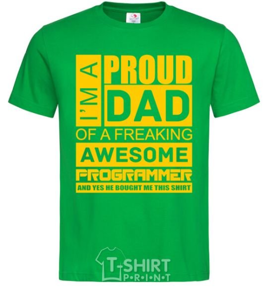 Мужская футболка Proud father of an awesome programmer Зеленый фото